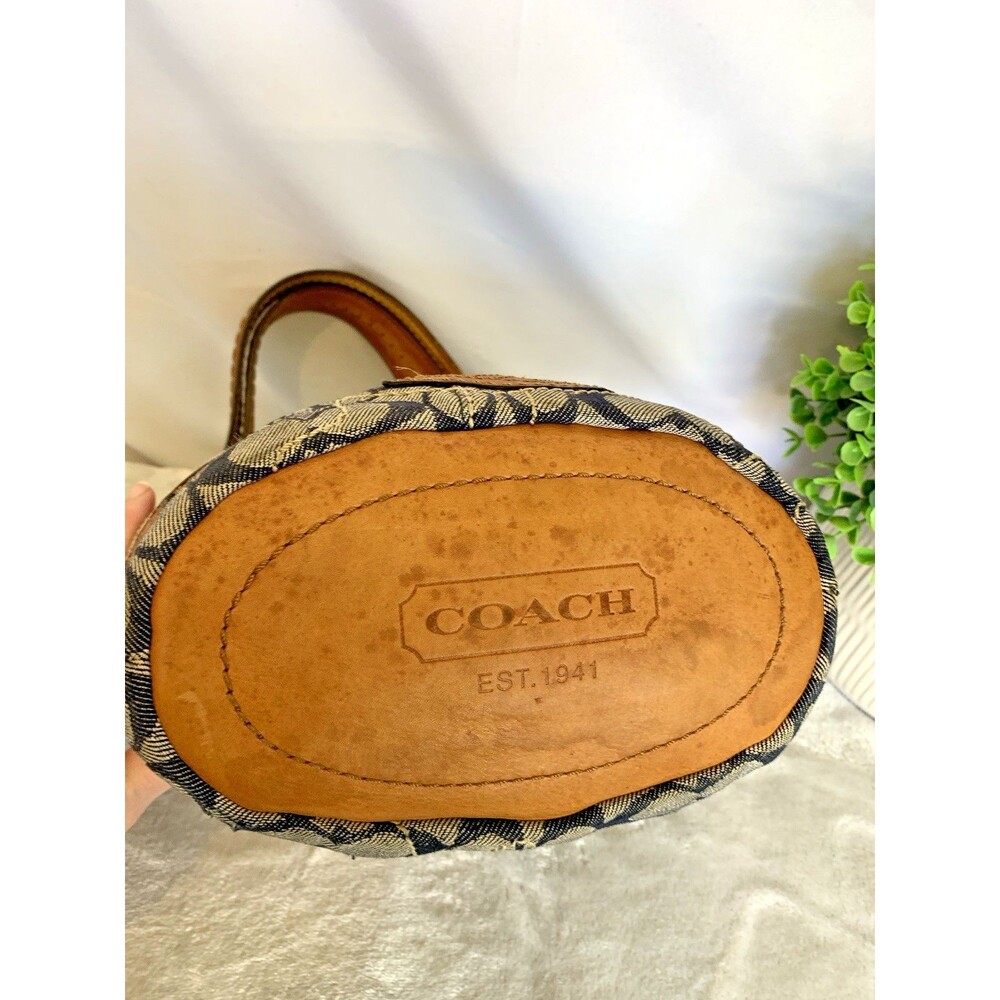 COACH Bleecker Denim 11781 Vachetta Leather Floral Applique Duffle Bag RARE - Picture 5 of 17